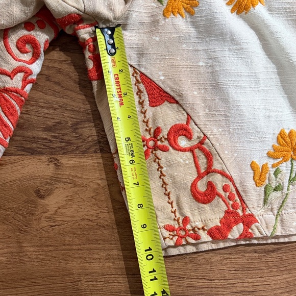 Free People Augusta Floral Embroidered Tan Braid Tie Boho Shorts - Picture 8 of 16